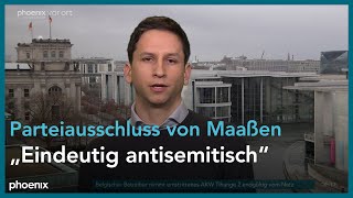 phoenix nachgefragt mit Tobias Schulze zum geforderten Parteiausschluss von Maaßen am 010223 [upl. by Enelie]