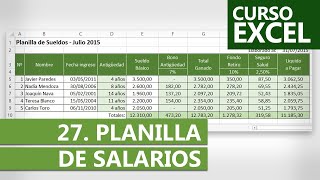 Curso de Excel 2024  Ejercicio 27 Planilla de salarios [upl. by Smukler]