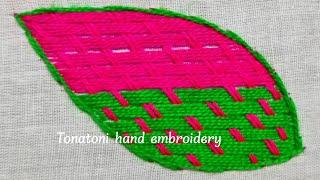 bordados a mano paso a pasoromanian stitch embroidery bordado de hojas [upl. by Llarret687]