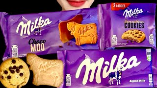 【超高音質マイクASMR】ミルカチョコ 밀카초코 Milka chocolate 먹방 mukbang 咀嚼音 Chewing sound 먹는 방송 紫 purple Cookie クッキー [upl. by Vergos]