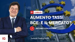 La BCE aumenta i tassi e il mercato  Turbo24 Trading Room del 21072022 con Tony Cioli Puviani [upl. by Ileak507]