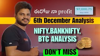 TODAY NIFTY BANK NIFTY BTC ANALYSIS  06122024 trading nifty bitcoin [upl. by Goodyear148]