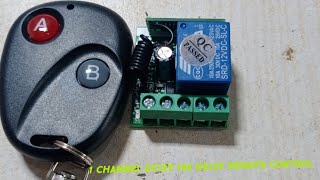 How to use 1 Channel DC12V 10A Relay Remote Control Wireless RF Transmitter Receiver [upl. by Nedia]