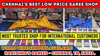 Low Price Saree Shop In Chennai  Hanishkas Sarees Old Washermenpet  Priya just know fashion [upl. by Auqenat]