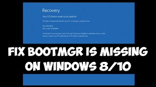 Fix bootmgr is missing on Windows 810 [upl. by Augy766]