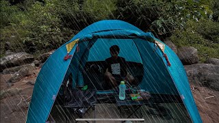 camping in heavy rain and nonstop storms sleeping in a tent feels comfortable and relaxing [upl. by Kaylee323]