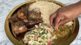 ATTIEKE POISSON GRILLÉ  PLAT IVOIRIEN 🇨🇮 ⭐️⭐️⭐️ Shalou cuisine [upl. by Anisor57]