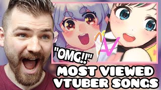 First Time Reacting to THE BIGGEST EVER VTUBER SONGS  REACTION [upl. by Yatnod]