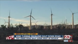 Wind turbine problems shut down road [upl. by Cristi681]