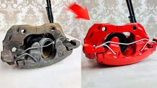 Rusty Brake Caliper Restoration in 9 MINUTES [upl. by O'Neil]