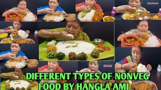 ASMR HANGLA AMI SPECIAL 😋BENGALI DIFFERENT TYPES OF NONVEG FOOD  BIGBITES  REAL INDIAN MUKBANG [upl. by Yelknirb]