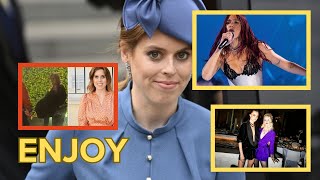 Princess Beatrice enjoys drinks at Glastonburys VIP bar following an unexpected antiroyal chants [upl. by Rehsu]