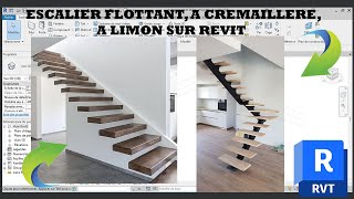 Escalier flottant à crémaillère à limon sur revit [upl. by Adnola]