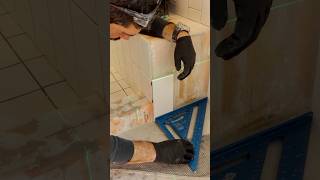 How to Miter Shower Bench Tile  shorts homerepairtutor [upl. by Relluf529]