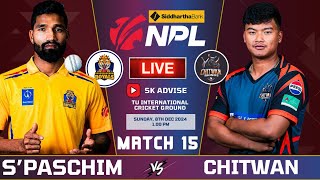 SUDURPASCHIM VS CHITWAN RHINOS 15TH MATCH NPL 2024 LIVE COMMENATARY  NEPAL PREMIER LEAGUE [upl. by Nylra]