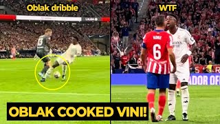 Vini Jr crazy reaction after being humiliated by Jan Oblak with skillful dribble during Madrid derby [upl. by Etteb]