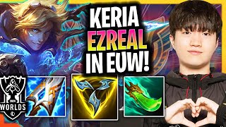 KERIA CRAZY GAME WITH EZREAL IN EUW SERVER  T1 Keria Plays Ezreal ADC vs Aphelios Worlds [upl. by Ettegdirb546]