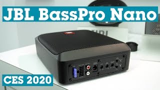 CES 2020 JBL BassPro Nano compact powered car subwoofer  Crutchfield [upl. by Anillek]