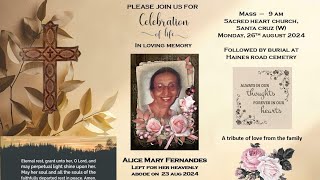 Funeral Mass of Alice Mary Fernandes Sacred Heart Church  900am [upl. by Kerri]