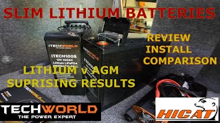 LITHIUM VS AGM SLIMLINE BATTERY installcomparison iTechworld iTECH100S [upl. by Rimma]