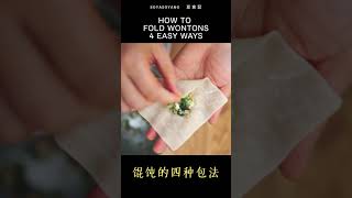 Vegan Wontons  How to Wrap Wontons  4 EASY Ways  四种馄饨包法 shorts [upl. by Riay]