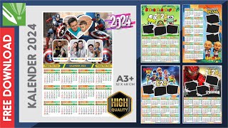 FREE DOWNLOAD 5 TEMPLATE KALENDER KARAKTER 2024  FILE CDR X7 [upl. by Dud]