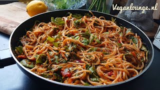 VEGAN SPAGHETTI 🍝 RECEPT  SNEL EN GEMAKKELIJK🌿 [upl. by Nomor]