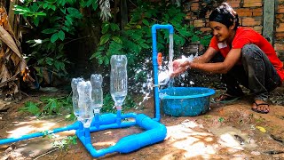 PVC pipe craft idea with plastic bottle become high pressure system water  Do it your safe project [upl. by Leirbma94]