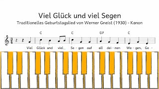 Klavier Viel Glück und viel Segen Klaviatur Melodie Akkorde Text [upl. by Schwarz]