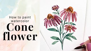 How to paint Coneflower in watercolor  watercolor flower tutorial  Day 23 [upl. by Nnairrek705]