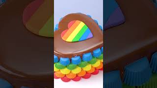 shorts Heart Shaped Rainbow Cake Decoration [upl. by Patience]