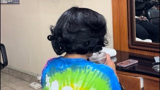 Roller set tutorial on relaxed hair and style [upl. by Packston]