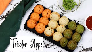 Tricolour Appe  Rava Oats Appe  Independence Day Special  Instant Oats Appam Recipe [upl. by Adnaluoy]