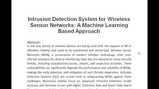 Intrusion Detection System for Wireless Sensor Networks A Machine Learning Based Approach [upl. by Paynter]