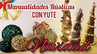 Manualidades navideñas con yute 🎄 Como hacer esferas y arbolitos de navidad 🎄 Christmas yute DIYs [upl. by Nahtanoy]