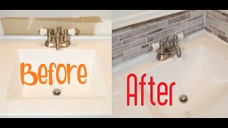 How To Install Backsplash Bathroom Tile Easy Simple [upl. by Seamus]