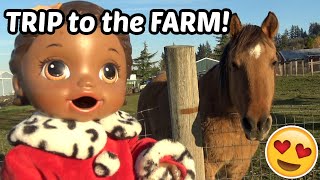 BABY ALIVE FEEDS the HORSES TRIP to the FARM The Lilly and Mommy Show FUNNY KIDS SKIT [upl. by Anits]