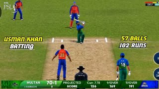 WHAT A INNING BY USMAN KHAN 57 BALLS 102 RUNS IN PSL  MULTAN SULTAN VS KARACHI KINGS [upl. by Banks948]