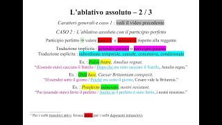 Lablativo assoluto  2  3  Uso col participio perfetto  Pillole di Latino [upl. by Birkner]