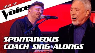 TOP 10  SURPRISE Coach SING ALONGS during the Blind Auditions in The Voice [upl. by Bria]