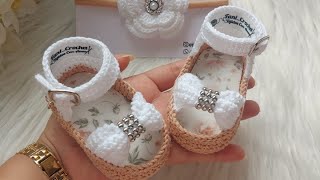 ¡Sandalias para Bebe a crochet Modelo Lyan 🥰 Talla de 95 CM Hermosas AlpargatasGanchillo 🧶 [upl. by Sinnek]