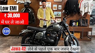 2024 JAWA 42 NEW MODEL HONEST DETAILED REVIEW 🔥 DOWN PAYMENT  FEATURES  EMI  ONROAD PRICE [upl. by Suertemed]