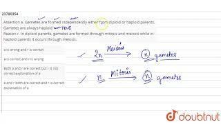 Assertion a Gametes are formed independently either from diploid or haploid parents [upl. by Nuahc]