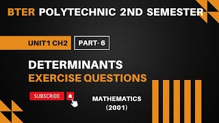 Polytechnic 2nd semester Maths  Determinants  exercise 21  BTER [upl. by Auqenahc771]