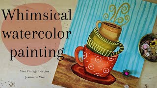 Easy whimsical watercolor painting [upl. by Saberio]