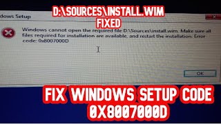 How to Fix Windows 10 D\Sources\installwim 0x8007000D installwim SOLVED [upl. by Yelkrab]