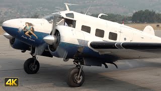 Beech 18  Engine Start amp Take Off  RARE visitor in Penticton BC Canada [upl. by Creamer]