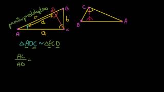 Dowód twierdzenia Pitagorasa oparty o podobieństwo trójkątów [upl. by Epul812]
