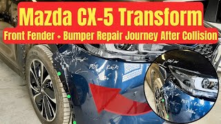 Mazda CX5 Transform Front Fender amp Bumper Repair Journey After Collision [upl. by Anoet]