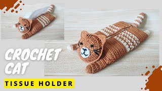 crochet cat‼️Crochet cat tissue holder subtitle [upl. by Frisse]